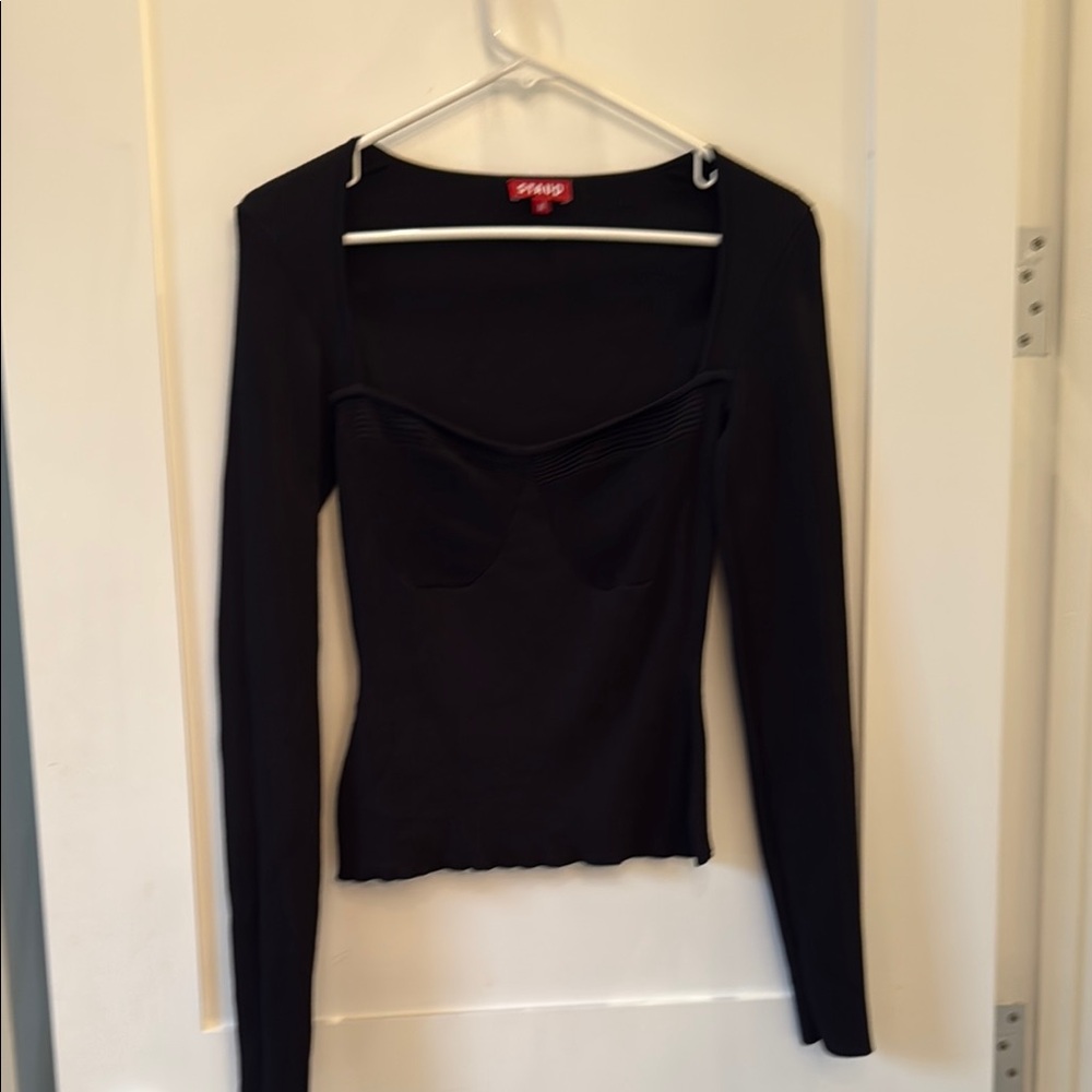 STAUD Black Fitted Long Sleeve shirt